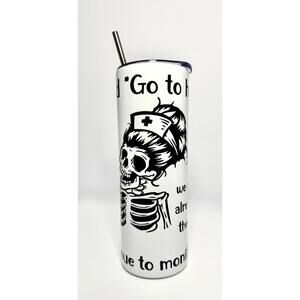 20 oz Skeleton Nurse Stainless Steel Tumbler with Lid, Straw